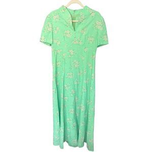 Vintage‎ 60s floral green maxi dress